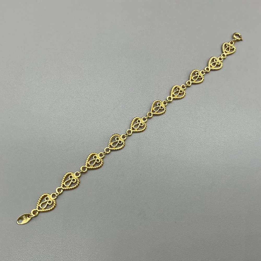 Avon Bracelet Women Gold Tone Rope Heart Openwork Link Clasp Vintage 7.5 Inch